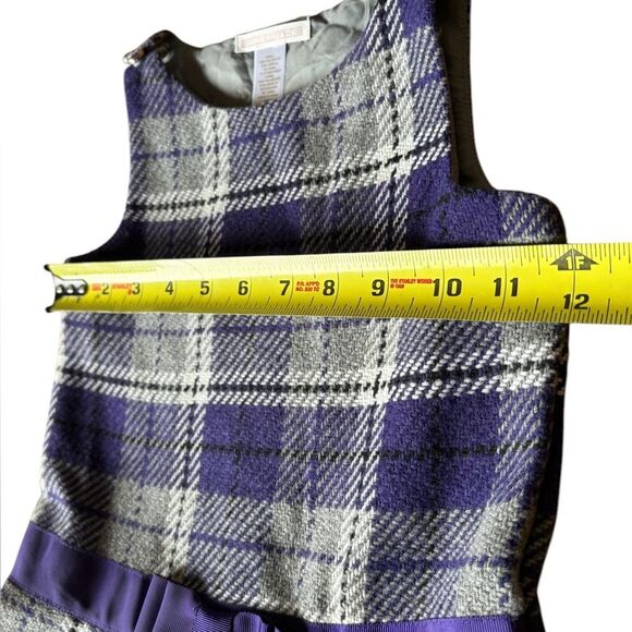 Janie And Jack Bow Plaid Jumper Wool Blend Purple Gray Toddler Girl Size 3T - Picture 6 of 7